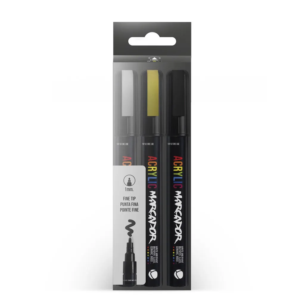 MTN Acrylic Marcador 1mm Metallic 3-Pack