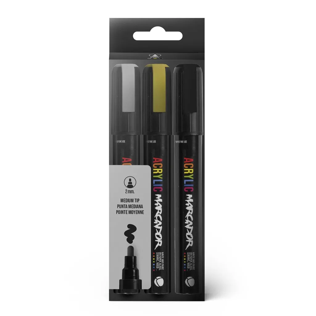 MTN Acrylic Marcador 2mm Metallic 3-Pack