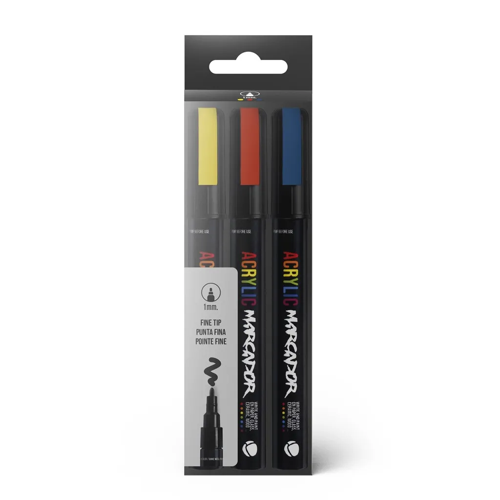 MTN Acrylic Marcador 1mm Color 3-Pack