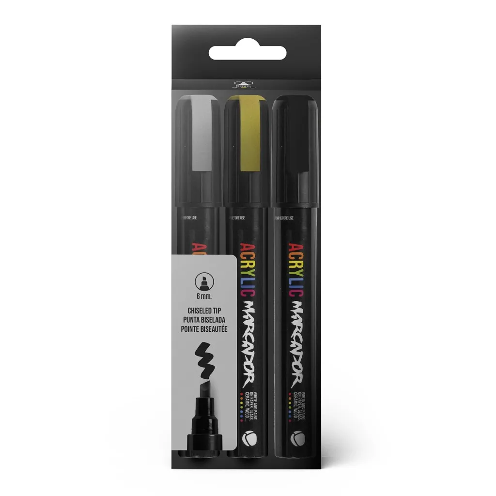 MTN Acrylic Marcador 6mm Metallic 3-Pack